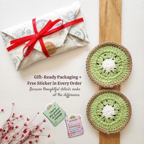 Cotton Crotchet Fruit Car Coaster Set (Kiwi Kiss) - color: Kiwi Kiss