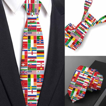 funny Ties for Men Business Novelty Men's Neckties for Festival Holiday Party Valentine's Day Wedding Christmas - color: Flags World