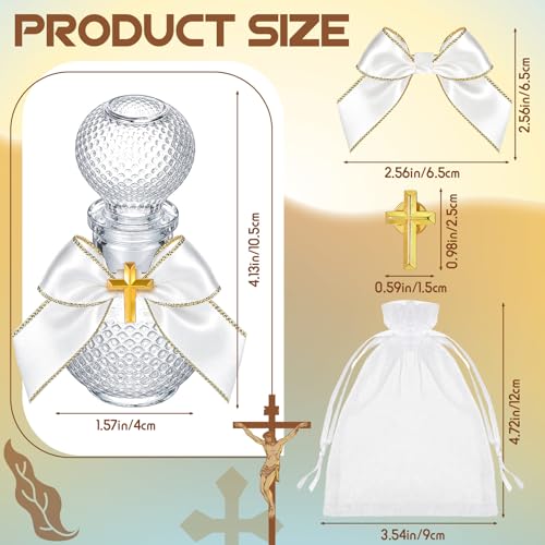 Chuangdi 20 Set Holy Water Bottles 50ml Cork Cross for Communion,Round - color: Round