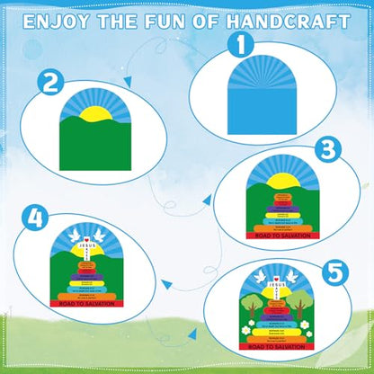Motipuns 24 Sets Romans Road to Salvation Craft Kit Kids Sunday School