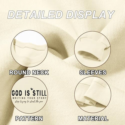 PAIEXILY Christian Crewneck Sweatshirts for Women God Faith Bible Verse Pullover Jesus Religious Long Sleeve Shirts Tops - color: Apricot, size: Small