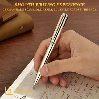 BEILUNER Personalized Gold Gel Pen, Stunning Luxury Pens with 24K Gold Finish, Black Ink Refill, Executive Gift Set for Family & Friends,Writing,Fancy,Office,Retractable, Graduation,Nice Designer Pens - color: ,Gold (Personalized)
