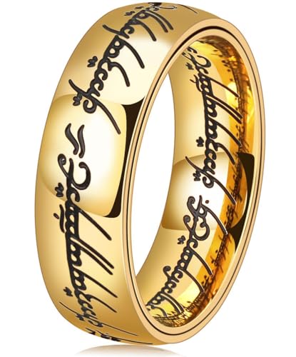 Men's Spinner Fidget Ring for Anxiety Lord of The Rings Ring for Men Women Stainless Steel Gold Ring - color: 18K Gold