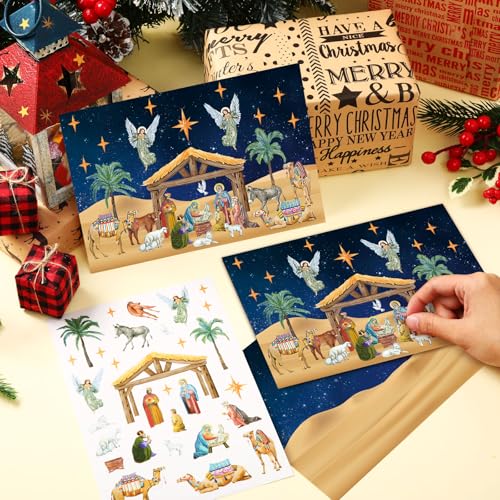 Yexiya 60 Sheets Christmas Nativity Stickers Make a Scene Kit,Classic - style: Classic