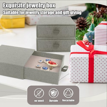 Jewelry Gift Box, 12-Pack Necklace Gift Box Drawer Jewelry Box Bangle Necklace Case For Earrings & Rings, Stylish Necklace Bracelet Organizer, 3.5 x 3.5 x 1.25 Inches (Grey) - color: Grey