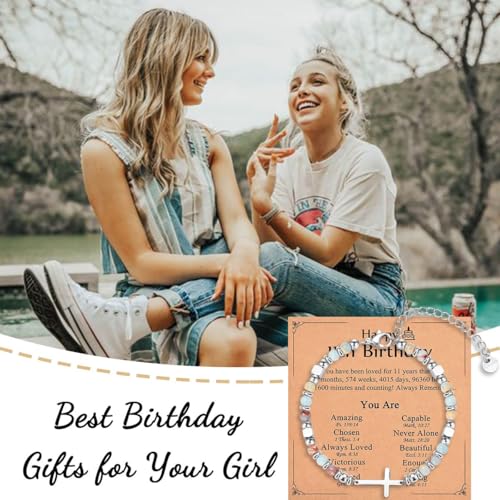 Christian Gifts for Women Girls, Religious Cross Bracelet - color: Happy 11th Birthday