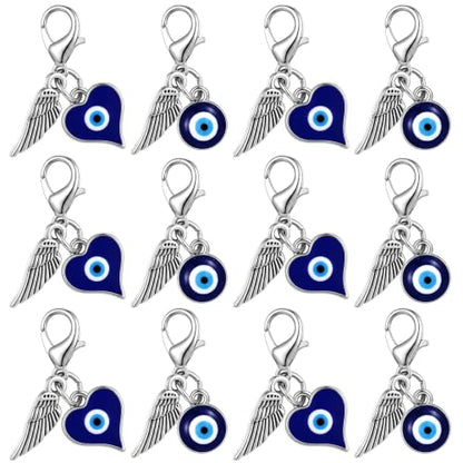 Kenning 12 Set Pocket Hugs Evil Eye Keychain Gifts Bulk, Evil Eye Party Favor Greece Souvenirs Charm Gift Good Luck Turkish Amulet with Lucky Cards for Employee Worker, Women - style: Evil Eye