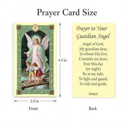 ESNOY 10 Pack Guardian Angel Prayer Cards – Catholic Guardian Angel The Protector – Holy Card with Prayer