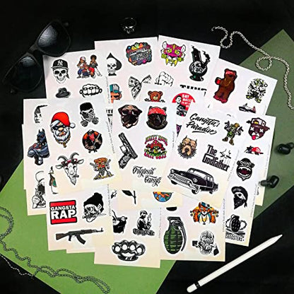 100Pcs Gangster Stickers, Gangster Decals, Skull Stickers, Mafia Laptop Decals, Gifts for Women & Men - color: Gangster Stickers