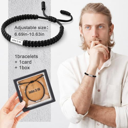 Landical Bible Verses Bracelet Christian Gift Teens Men - style: John 3:16