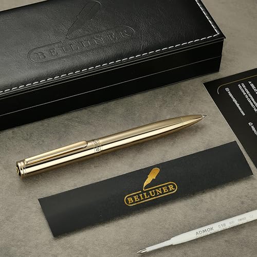BEILUNER Personalized Gold Gel Pen, Stunning Luxury Pens with 24K Gold Finish, Black Ink Refill, Executive Gift Set for Family & Friends,Writing,Fancy,Office,Retractable, Graduation,Nice Designer Pens - color: ,Gold (Personalized)