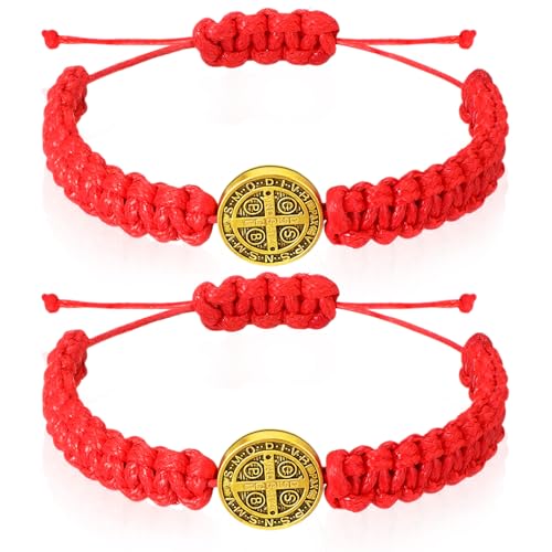 Fumete 2 Pcs Saint Benedict Medal - color: Red,Gold