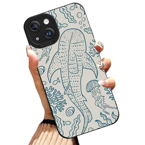 Aesthetics Summer Ocean Whale Phone Case for iPhone 14 Case Girly Pattern Shockproof Soft Protective for Women Men Phone Cover Funda for iPhone 14 6.1 Inch - color: Whale, size: for iPhone 14