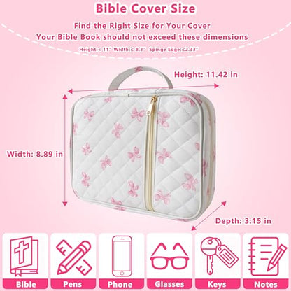 Bible Cover for Women (Pink Bow, Large) - color: A3 Pink Bow