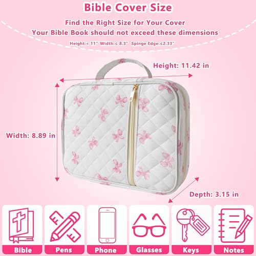 Bible Cover for Women (Pink Bow, Large) - color: A3 Pink Bow