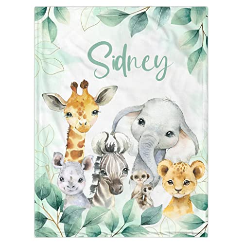 Personalized Baby Blanket for Boys, Custom Baby Blanket with Name Soft Cozy Personalized Name Blankets for Kids, Custom Animal Receiving Blankets for Infant Toddler, Babys Gifts for Birthday - color: Cute Animal - Leaf