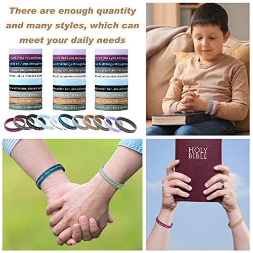 Estune 120 Pcs Bible Verse Bracelets Christian Wristbands, Light Color - color: Light Color