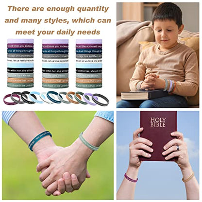 Estune 120 Pcs Bible Verse Bracelets Christian Wristbands, Light Color - color: Light Color