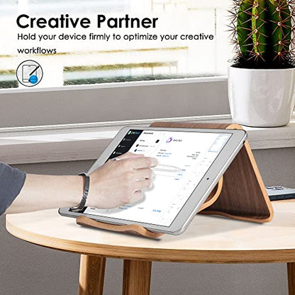 SAMDI Wood Tablet Stand, Wooden iPad Holder: Desktop Stand Holder Dock for new iPad 2017 Pro 9.7, 10.5, Air mini 2 3 4, Kindle, Nexus, Accessories, Tab, E-reader, other Tablets(4-13 inch)-Black Walnut - color: Black Walnut