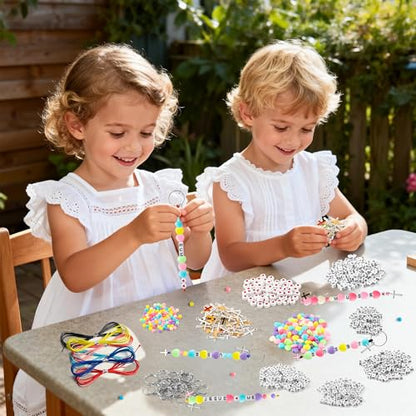 WATINC DIY Christian Bead Keychain Kits - Jesus Love Me Cross Beads Cute Key Chain Bag Charm Bracelet Making Craft Kits, Jewelry Accessories Winter Festival Party Gift Favor for Women Men (877Pcs)