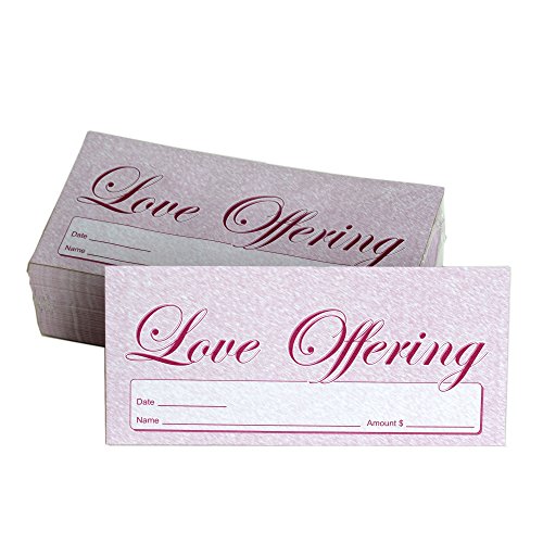 Love Offering - Church Tithe/Donation Envelopes, Burgundy, Simple Design, Easy-Open Tab, Fits Bills & Checks, Name, Date & Amount, John 3:16 KJV Verse, Choose Your Quantity (125, 250, or 500) - size: Package of 125