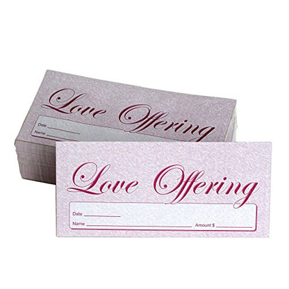Love Offering - Church Tithe/Donation Envelopes, Burgundy, Simple Design, Easy-Open Tab, Fits Bills & Checks, Name, Date & Amount, John 3:16 KJV Verse, Choose Your Quantity (125 or 500) - size: Box of 500
