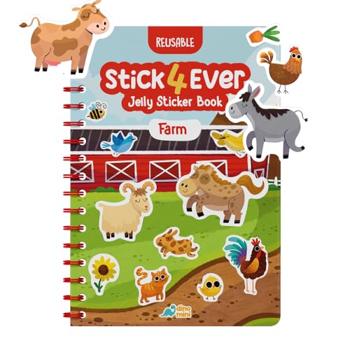 Stick4Ever Jelly Sticker Book® - for Kids - Waterproof, Easy to Clean Reusable Sticker Book for Toddlers- Reusable Road Trip Activities for Kids - Stocking Stuffers for Toddlers (Farm) - style: Farm