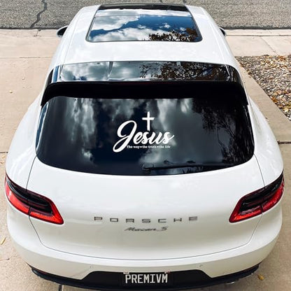 Jesus The Way The Truth The Life Car Decal - Christian Cross Vinyl Sticker for Truck SUV Laptop Window - Gift for Faithful Believers