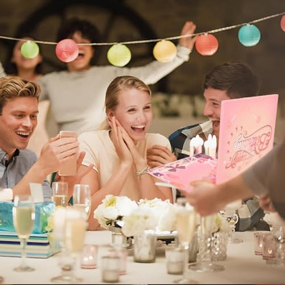 3D pop-up music birthday card - LED Light Cake Greeting Card - color: Cake - Pink