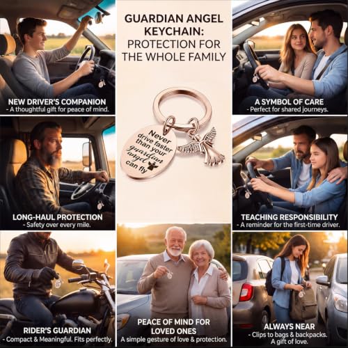 Hotop Sweet Guardian Angel Keychain New Driver Key Ring Gift - color: Rose Gold