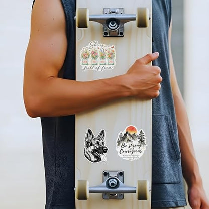 [3PCS] She is Strong Fierce Brave Loved Full of Fire Sticker Inspirational - color: She is Full of Fire