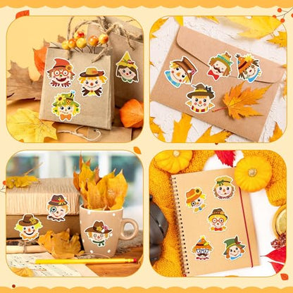 Haooryx Fall Scarecrow Sticker Rolls, 1000 Pcs Autumn Scrapbook Stickers - style: Fall-Theme Scarecrow Head 2Roll