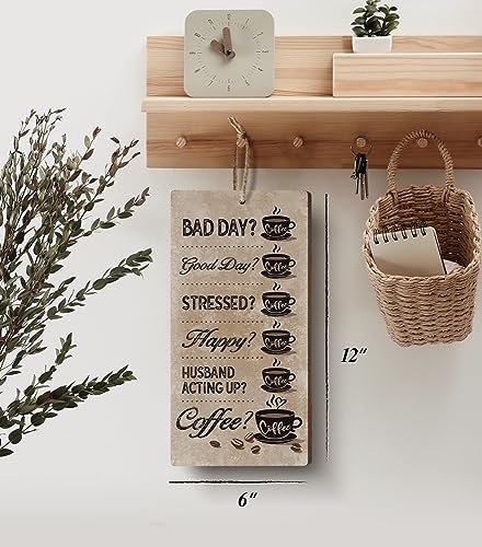 YZEXEZY Funny Coffee Quotes Sign for Coffee Drinker 12"x6" Retro Wall Art Plague for Home Office Cafe Station Decoration - style: Funny Coffee Quotes