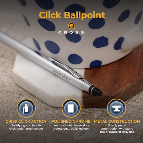 Cross Click Personalized Click Action Ballpoint Pen in Polished Chrome - color: Polished Chrome