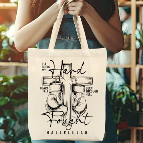 Christian Gifts for Women, Floral Faith Canvas Tote Bag, Faith Gifts for Women Mom Inspirational - color: Grunge Christian 768