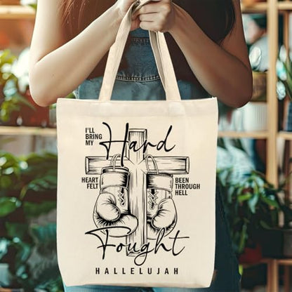 Christian Gifts for Women, Floral Faith Canvas Tote Bag, Faith Gifts for Women Mom Inspirational - color: Grunge Christian 768