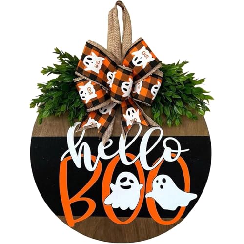 Cute Halloween Wreath, Ghost Wreath with Bow Decor - color: Halloween Ghost