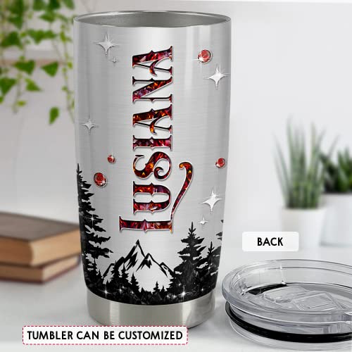 SANDJEST Personalized Wolf Tumbler with Customize Name Jewelry Drawing 20oz 30oz Tumbler with Lid Gift for Woman Man Friend Wolf Lovers - color: Wolf