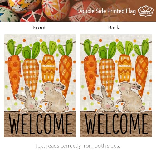 CROWNED BEAUTY Easter Bunny Carrots Garden Flag Outside 12x18 - size: 12"X18"
