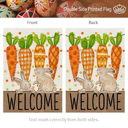 CROWNED BEAUTY Easter Bunny Carrots Garden Flag Outside 12x18 - size: 12"X18"