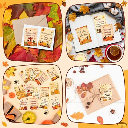 BeYumi Fall Religious Prayer Cards - 200Pcs Fall Pocket Wallet Cards Bulk with Bible Verses Corss Inspirational Words Faith Prayer Card for Gifts Autumn Party Sunday School Church Holiday Decoration - style: Fall