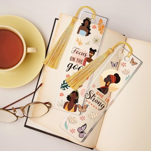 AFRITEE UV DTF Bookmark Wraps - 24 Pcs Black Girl Inspirational Quotes Acrylic Bookmark Sticker, Floral Butterflies Cold Transfer Stickers for Bookmarks Uvdtf Decals Decoration Gifts for Book Lovers - style: Black Girl