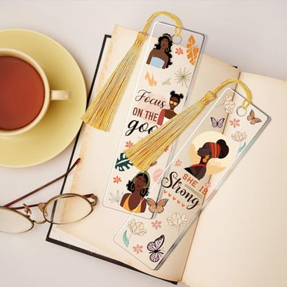 AFRITEE UV DTF Bookmark Wraps - 24 Pcs Black Girl Inspirational Quotes Acrylic Bookmark Sticker, Floral Butterflies Cold Transfer Stickers for Bookmarks Uvdtf Decals Decoration Gifts for Book Lovers - style: Black Girl