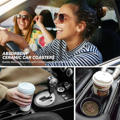 Car Coasters for Cup Holder 2 Pack - 12 Gauge Cartridge Cases - color: 12 Gauge Cartridge Cases