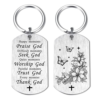 SOUSYOKYO Religious Keychain Christian Gift for Women Men, Godly Ideas, Thank God Spiritual, Bible Verse Healing, Religion Halloween Christmas