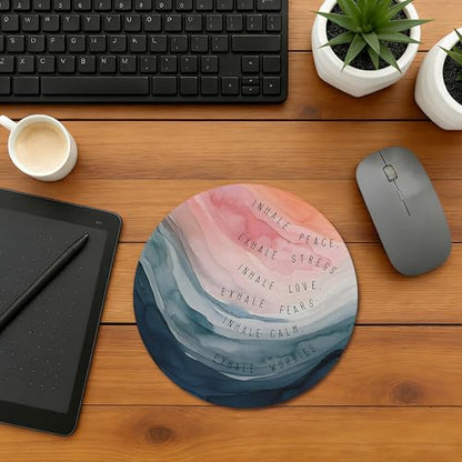 Inspirational Mouse Pad ，Calming Ocean Theme Mousepad Mouse Mat with Non-Slip Rubber Base for Home Office Desk Accessories,Aesthetic Office Supplies,7.9x7.9 Inch - color: Color-2