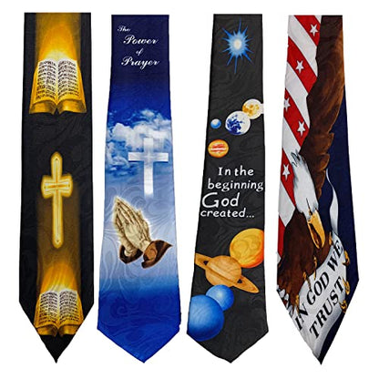 Pack of 4 Novelty Print Mens Neckties Christian Religious Jesus Neck Tie - color: 2