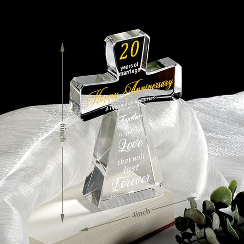 JOASURA 20th Wedding Anniversary Crystal Cross Gifts for Couple - style: 20th