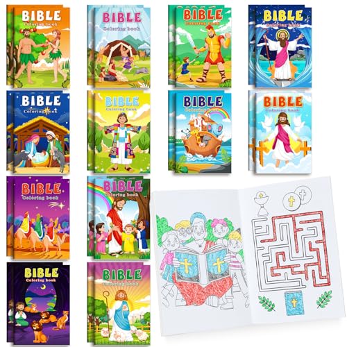 BenLouis 60Pcs Christian Mini Coloring Books Bulk for Kids Party Favors - style: Christian