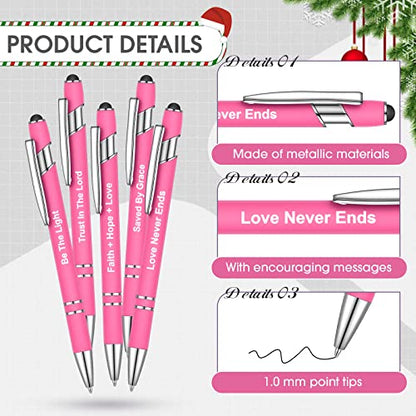 Sabary 12 Pcs Motivational Pens Stylus Tip Black Ink, Pink - color: Pink
